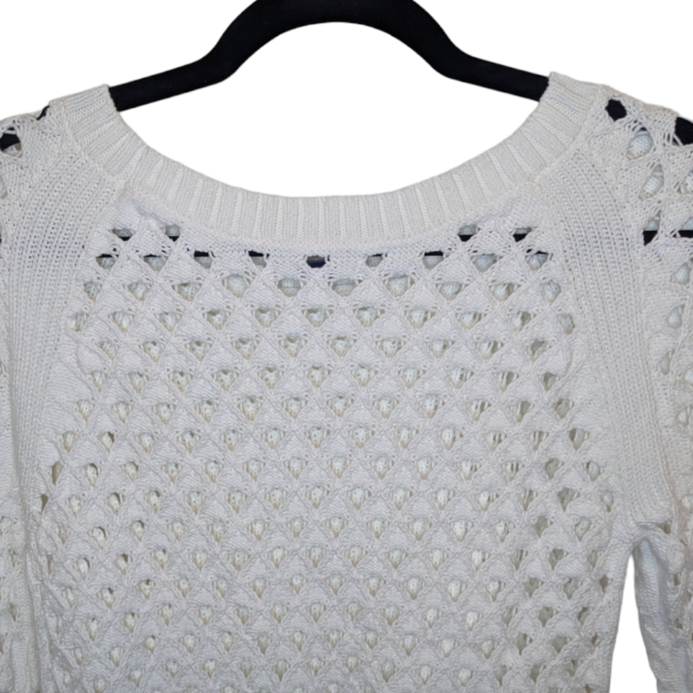 American Eagle White Crochet Knit Sweater S 🤍✨ - Picture 5 of 8